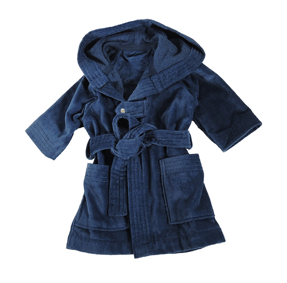 Donkerblauw babybadjasje, luxe katoen-0
