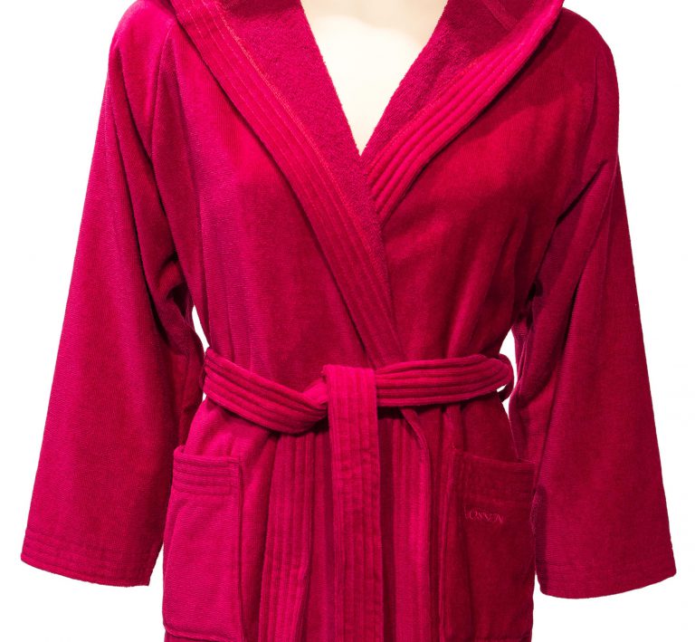 Roze badjas met capuchon voor tieners-1104