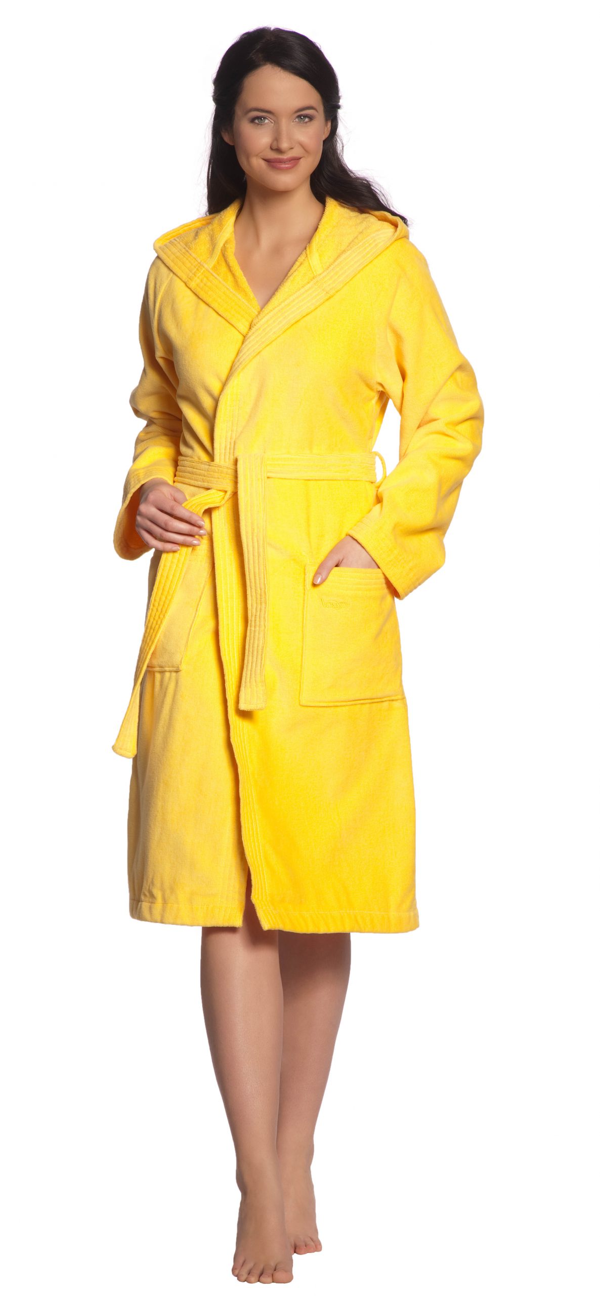Gele badjas met capuchon, uniseks saunabadjas van Vossen-0