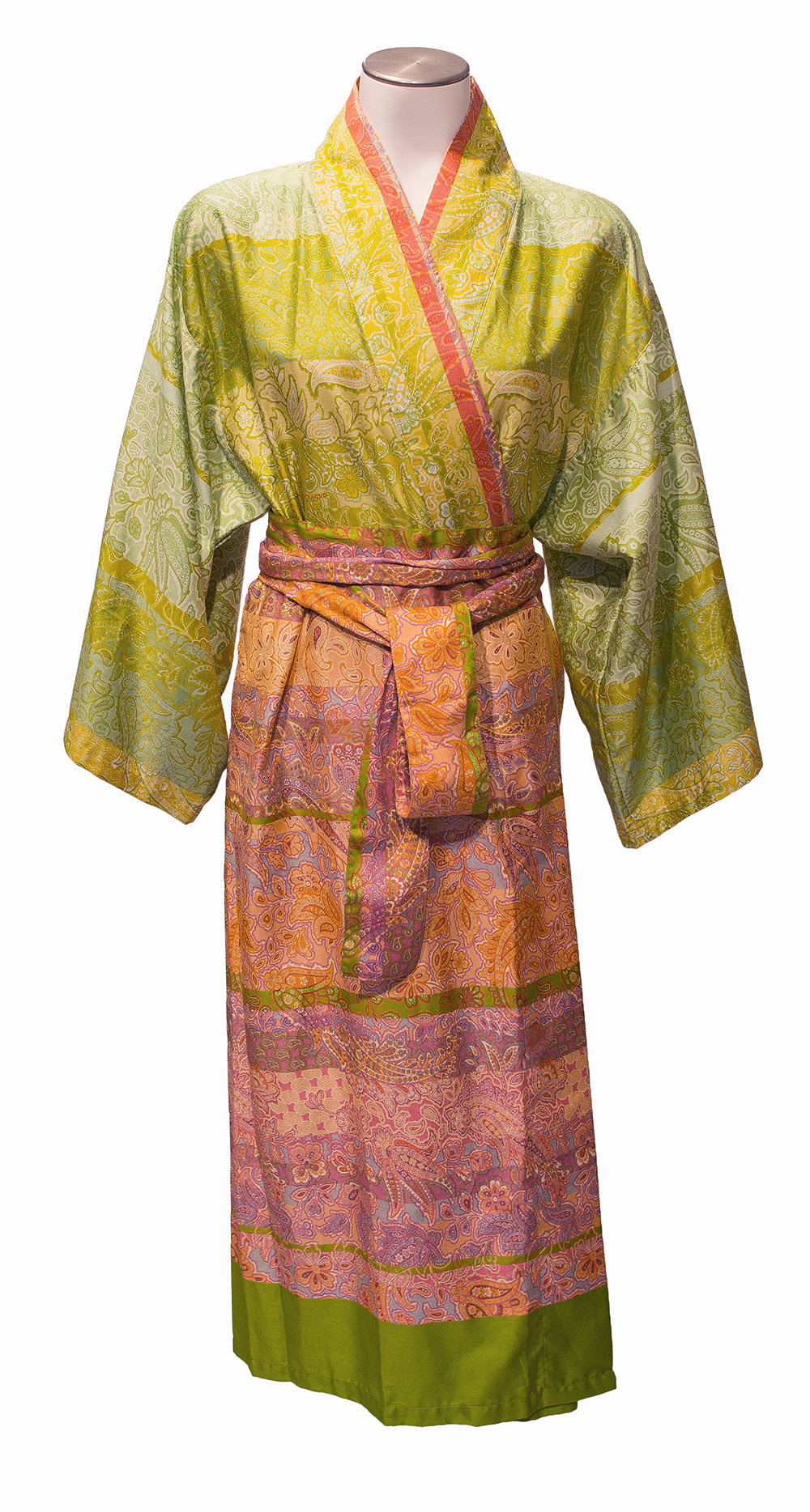 Kimono groene-roze pasteltinten-0