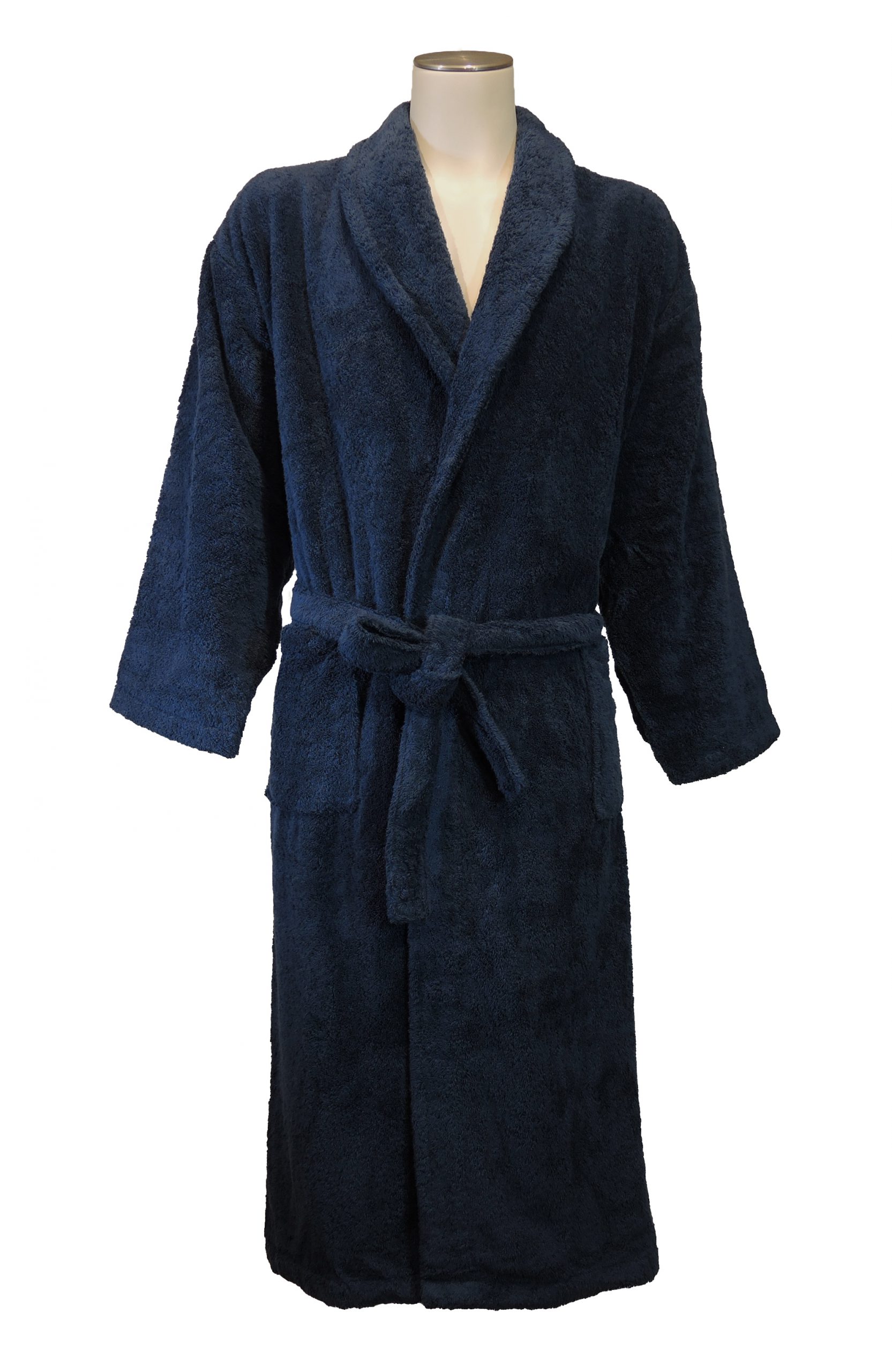 Donkerblauwe badjas met sjaalkraag van Vandyck-0