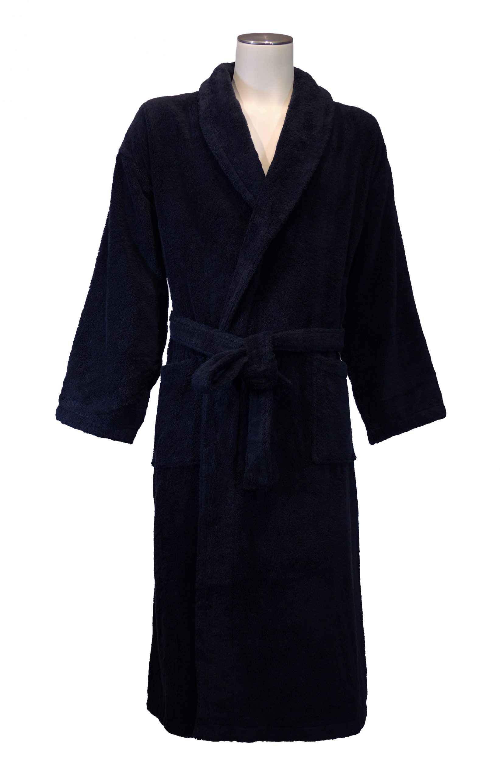 Zwarte extra dikke badstof badjas met sjaalkraag van Vandyck-0