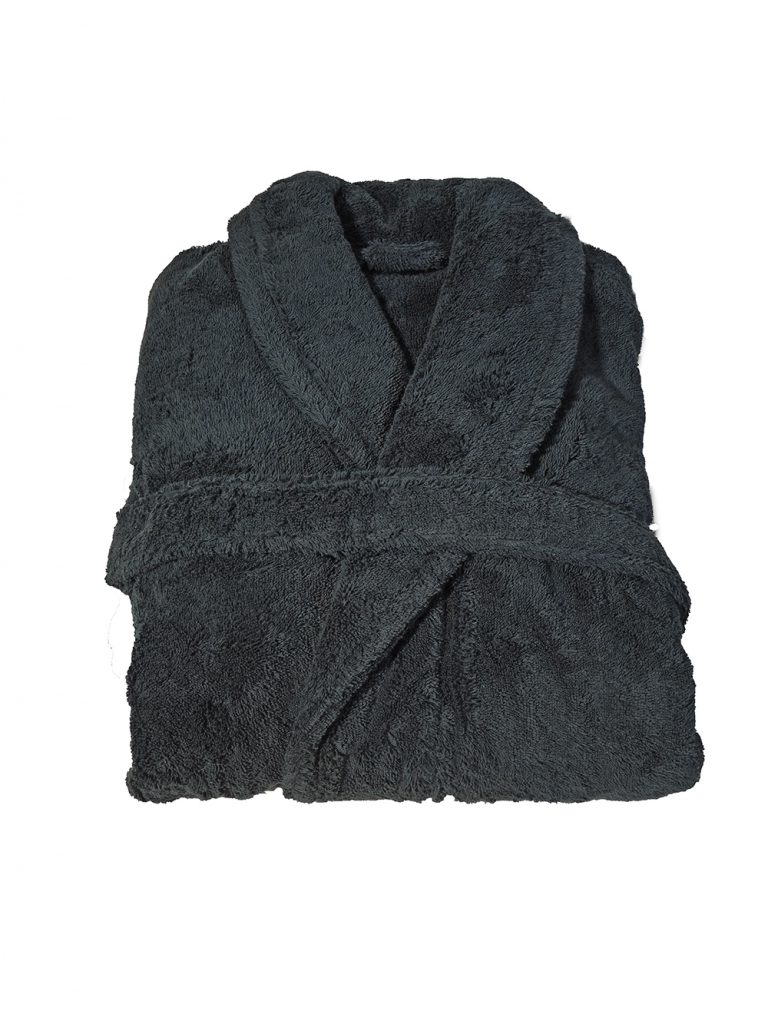 Zwarte extra dikke badstof badjas met sjaalkraag van Vandyck-1005
