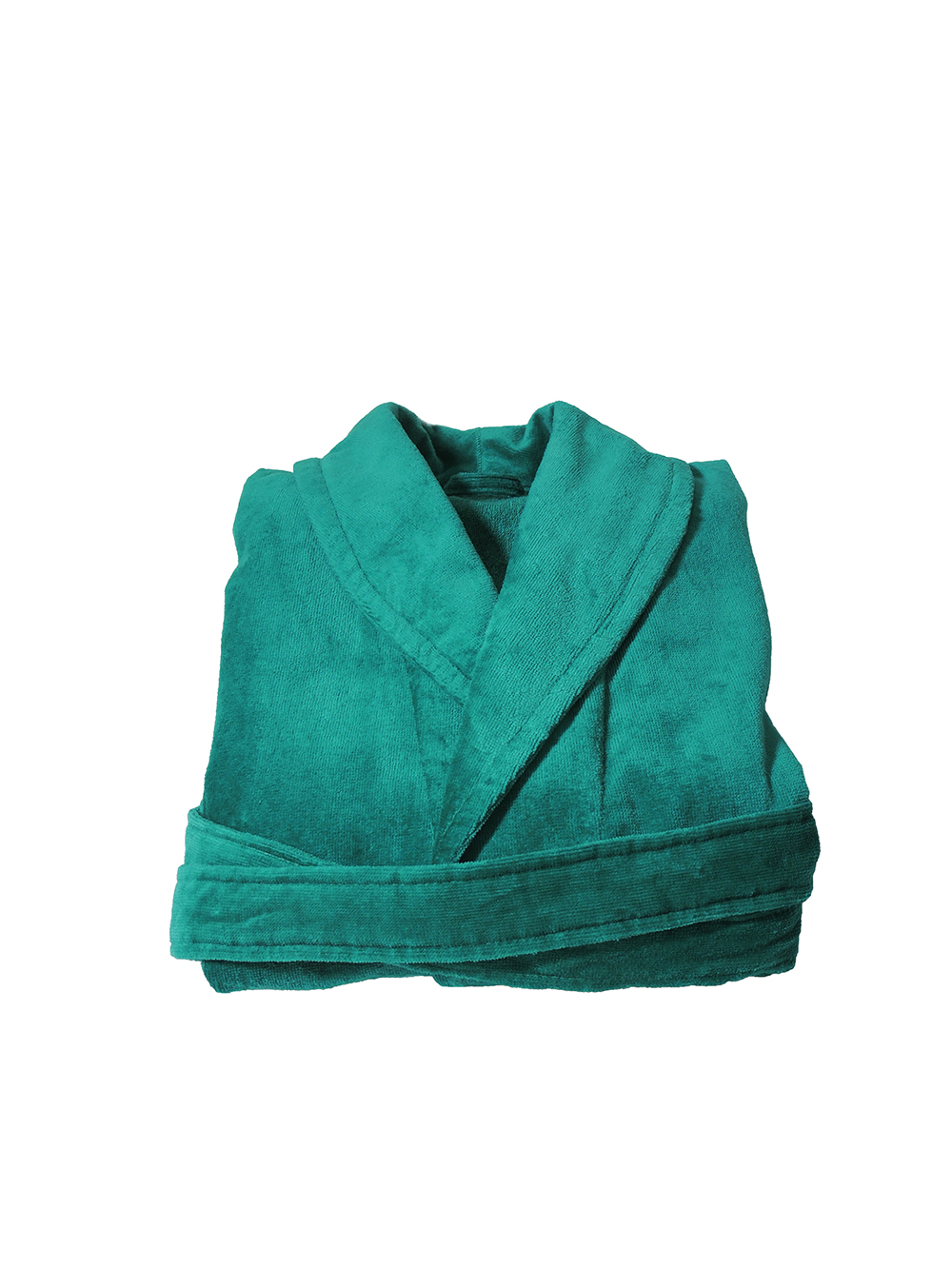 Aqua-zeegroene veloursbadstof badjas met sjaalkraag van Vandyck-0