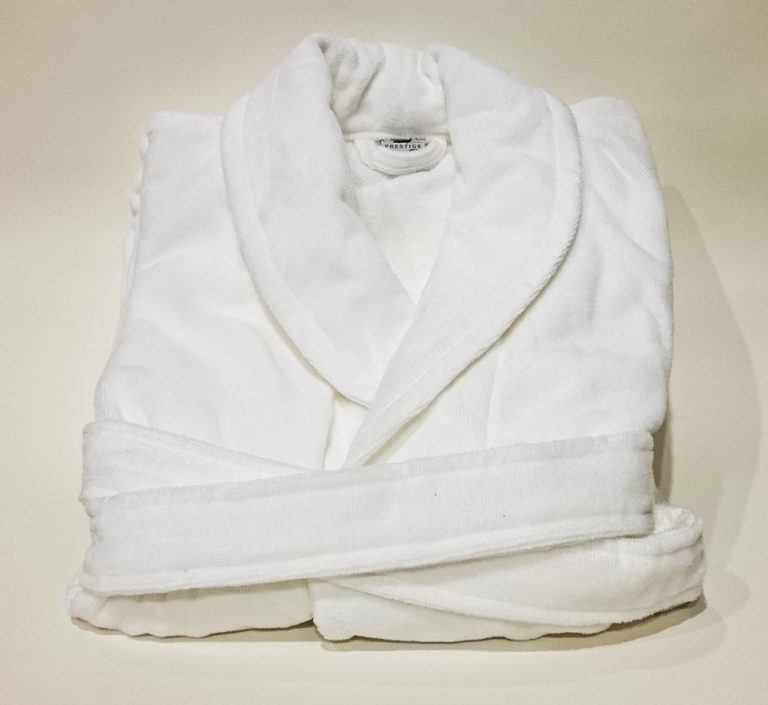 Veloursbadstof badjas wit met sjaalkraag van Vandyck-1015