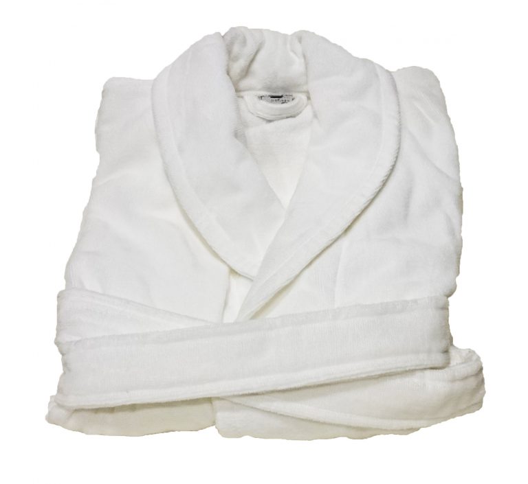Veloursbadstof badjas wit met sjaalkraag van Vandyck-1174