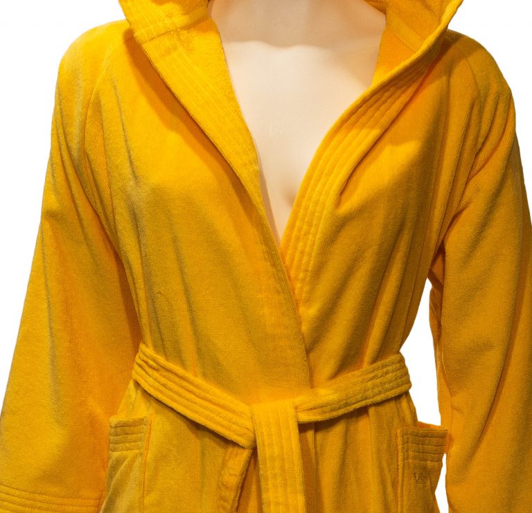 Gele badjas met capuchon voor tieners of kleine dames-1256