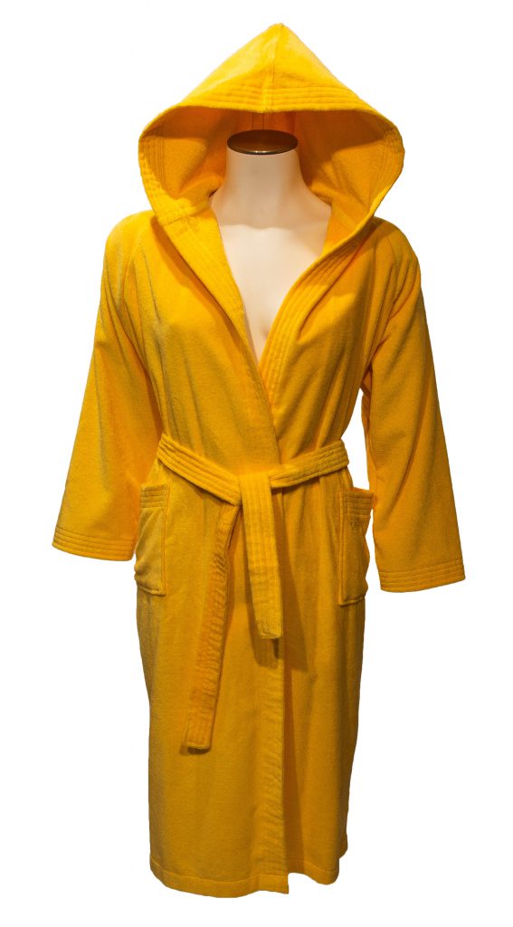 Gele badjas met capuchon voor tieners of kleine dames-0
