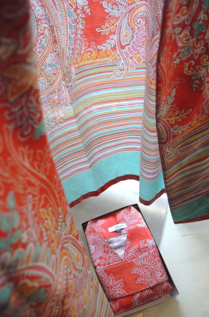 Bassetti kimono met paisleymotief in combinatie met strepen-L-XL-1532