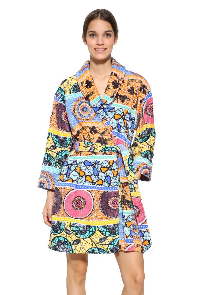 Korte badjas bedrukt met kleurige patronen van Desigual-0