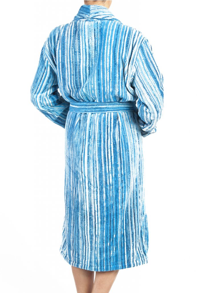 Luxe designbadjas met sjaalkraag in diverse blauwe tinten van Elaiva-1731