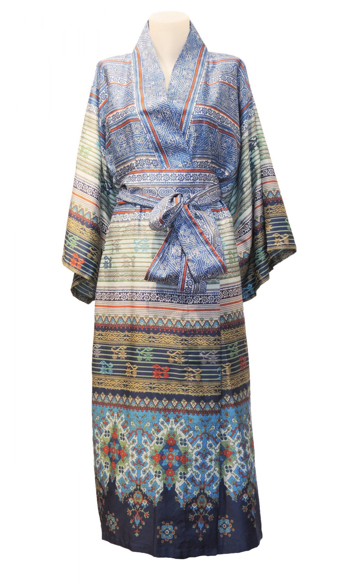 Blauwe kimono met Ethnic print van Bassetti-0