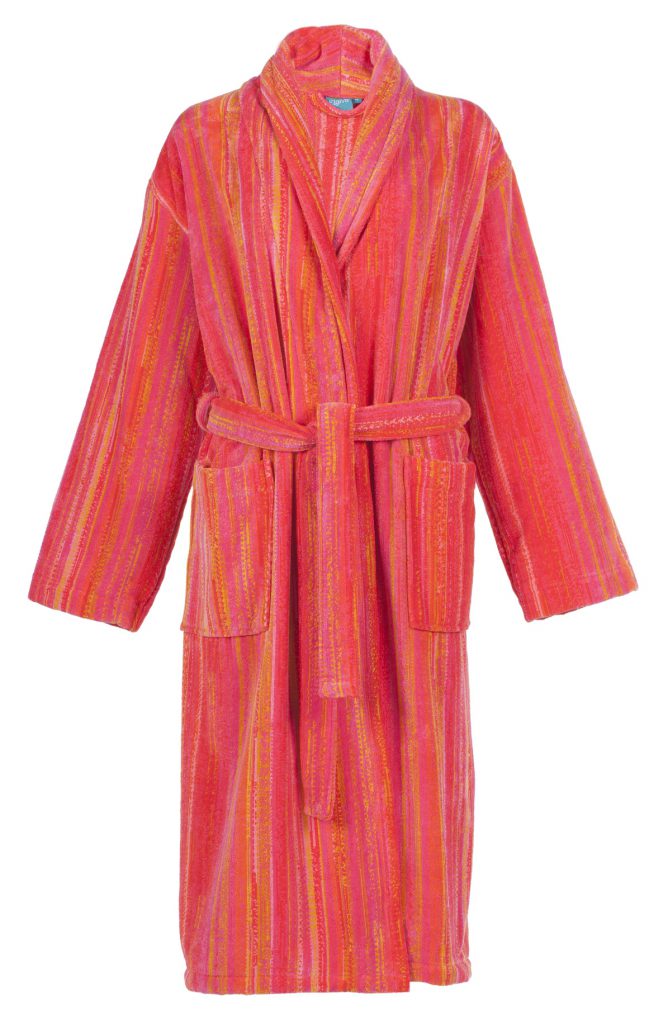 Luxe designbadjas met sjaalkraag in diverse roze-oranje-rode tinten van Elaiva-0