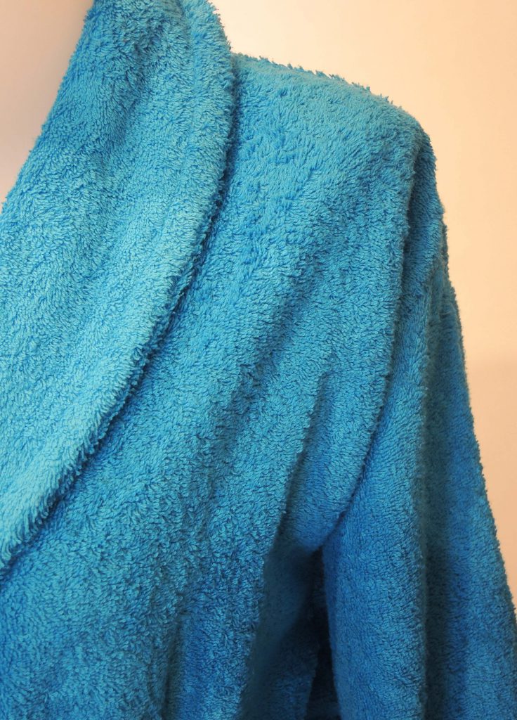Extra dikke turquoise badstof badjas met sjaalkraag van Vandyck-1825