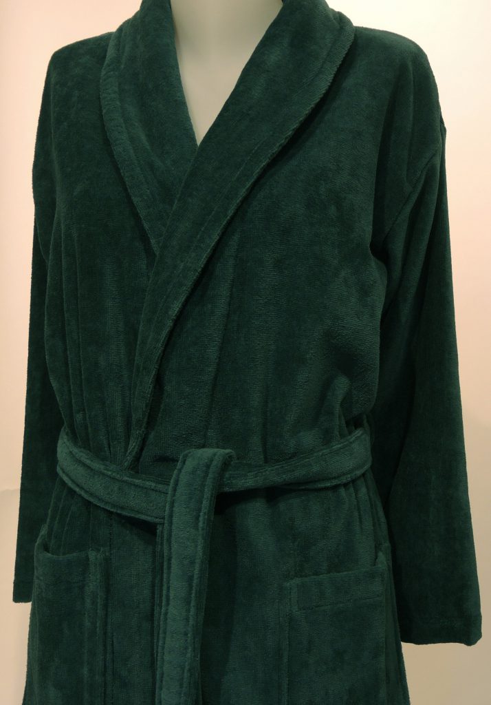 Luxe badjas met sjaalkraag in diep groenblauwe kleur van Vandyck-1885