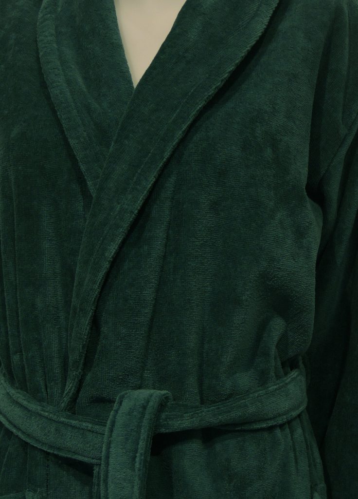 Luxe badjas met sjaalkraag in diep groenblauwe kleur van Vandyck-1886