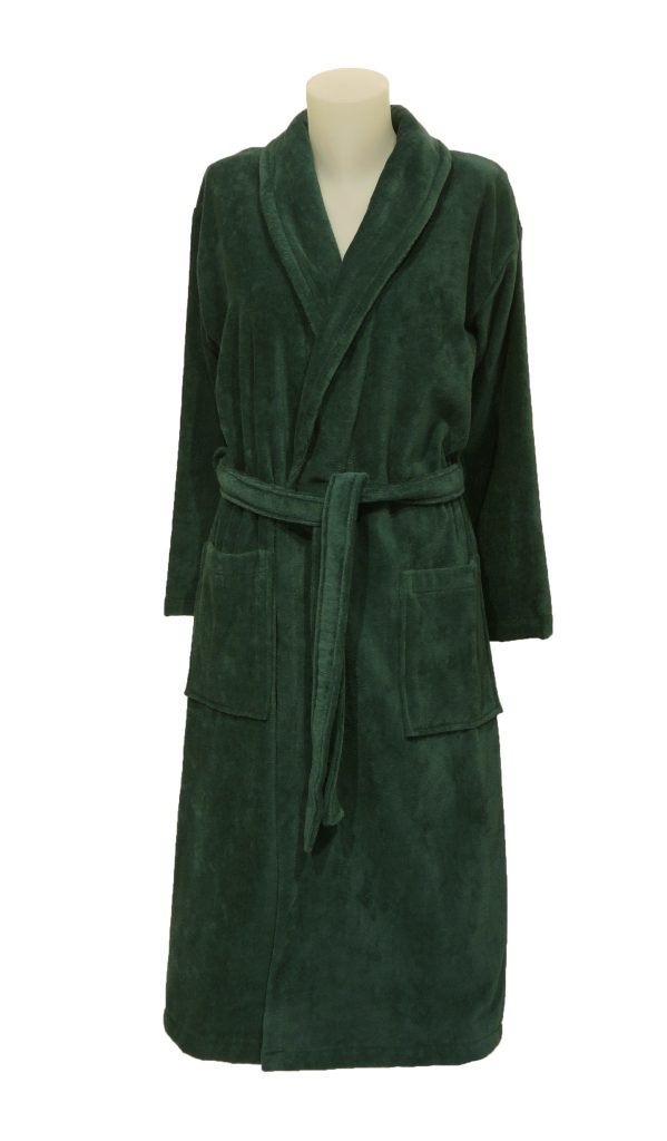 Luxe badjas met sjaalkraag in diep groenblauwe kleur van Vandyck-0