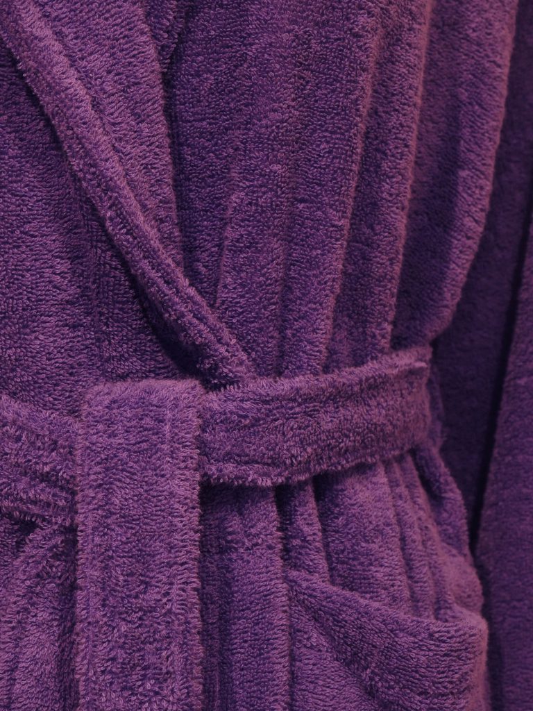 Paarse badstof badjas met kraag voor dames en heren van A & R-1896
