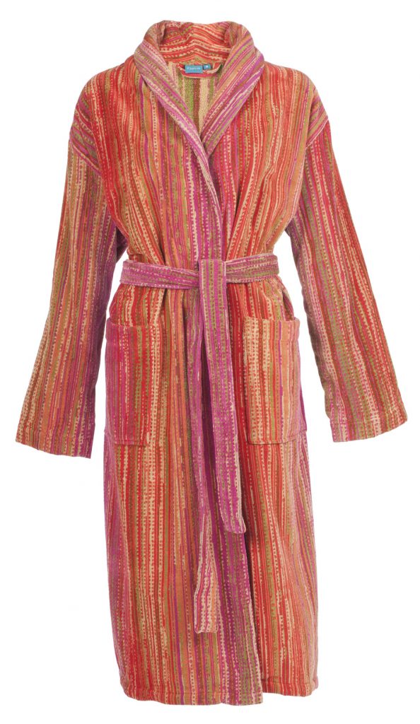 Luxe badjas met streepjesdesign in diverse warme tinten van Elaiva-0