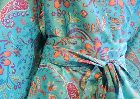 Turquoise kimono met Paisley- en bloemmotieven van Bassetti-1925