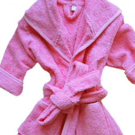 Klein effen roze badstof babybadjasje-1946