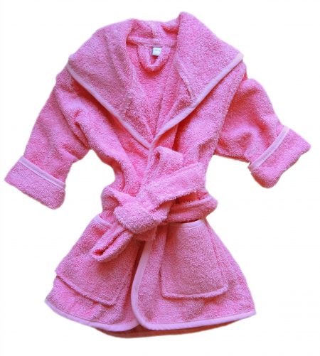 Klein effen roze badstof babybadjasje-0